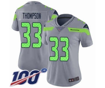 Women's Seattle Seahawks #33 Tedric Thompson Limited Silver Inverted Legend 100th Season Football Jersey