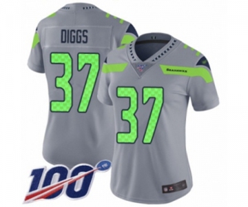 Women's Seattle Seahawks #37 Quandre Diggs Limited Silver Inverted Legend 100th Season Football Jersey