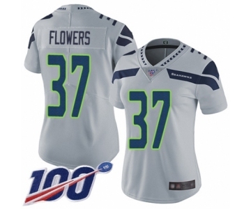 Women's Seattle Seahawks #37 Tre Flowers Grey Alternate Vapor Untouchable Limited Player 100th Season Football Jersey