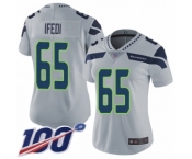Women's Seattle Seahawks #65 Germain Ifedi Grey Alternate Vapor Untouchable Limited Player 100th Season Football Jersey