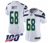 Women's Seattle Seahawks #68 Justin Britt White Vapor Untouchable Limited Player 100th Season Football Jersey