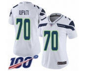 Women's Seattle Seahawks #70 Mike Iupati White Vapor Untouchable Limited Player 100th Season Football Jersey