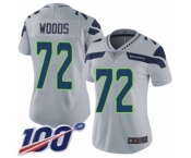 Women's Seattle Seahawks #72 Al Woods Grey Alternate Vapor Untouchable Limited Player 100th Season Football Jersey