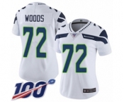 Women's Seattle Seahawks #72 Al Woods White Vapor Untouchable Limited Player 100th Season Football Jersey