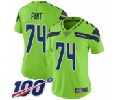 Women's Seattle Seahawks #74 George Fant Limited Green Rush Vapor Untouchable 100th Season Football Jersey