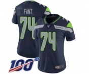 Women's Seattle Seahawks #74 George Fant Navy Blue Team Color Vapor Untouchable Limited Player 100th Season Football Jersey