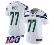 Women's Seattle Seahawks #77 Ethan Pocic White Vapor Untouchable Limited Player 100th Season Football Jersey
