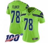 Women's Seattle Seahawks #78 D.J. Fluker Limited Green Rush Vapor Untouchable 100th Season Football Jersey