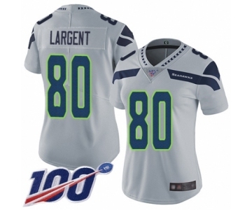 Women's Seattle Seahawks #80 Steve Largent Grey Alternate Vapor Untouchable Limited Player 100th Season Football Jersey