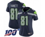 Women's Seattle Seahawks #81 Nick Vannett Navy Blue Team Color Vapor Untouchable Limited Player 100th Season Football Jersey