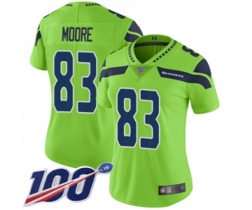 Women's Seattle Seahawks #83 David Moore Limited Green Rush Vapor Untouchable 100th Season Football Jersey