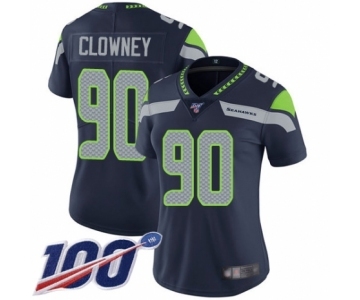 Women's Seattle Seahawks #90 Jadeveon Clowney Navy Blue Team Color Vapor Untouchable Limited Player 100th Season Football Jersey