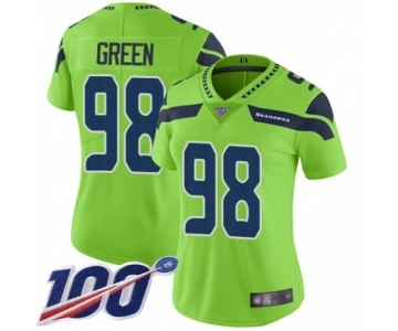 Women's Seattle Seahawks #98 Rasheem Green Limited Green Rush Vapor Untouchable 100th Season Football Jersey
