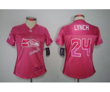 nike women nfl jerseys seattle seahawks #24 lynch pink[2012 fem fan]