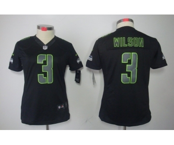 nike women nfl jerseys seattle seahawks #3 wilson black[nike impact limited]