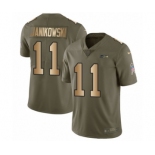 Youth Nike Seattle Seahawks #11 Sebastian Janikowski Limited Olive Gold 2017 Salute to Service NFL Jersey