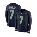Youth Nike Seattle Seahawks #7 Brett Hundley Limited Navy Blue Therma Long Sleeve NFL Jersey