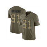 Youth Nike Seattle Seahawks #91 Sheldon Richardson Limited Olive Camo 2017 Salute to Service NFL Jersey