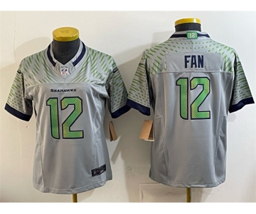 Youth Seattle Seahawks #12 Fan Grey 2025 F.U.S.E. “Rivalries” Vapor Untouchable Limited Stitched Football Jersey