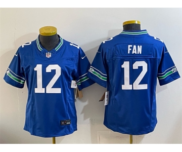 Youth Seattle Seahawks #12 Fan Royal 2024 F.U.S.E Throwback Vapor Limited Stitched Football Jersey