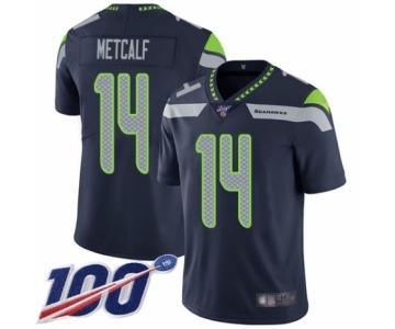 Youth Seattle Seahawks #14 D.K. Metcalf Navy Blue Team Color Vapor Untouchable Limited Player 100th Season Football Jersey