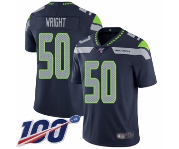 Youth Seattle Seahawks #50 K.J. Wright Navy Blue Team Color Vapor Untouchable Limited Player 100th Season Football Jersey