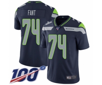 Youth Seattle Seahawks #74 George Fant Navy Blue Team Color Vapor Untouchable Limited Player 100th Season Football Jersey