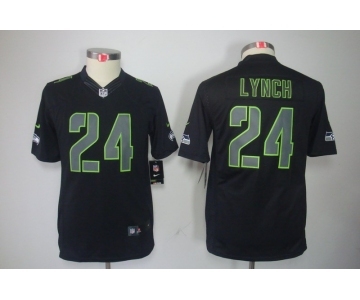 nike youth nfl jerseys seattle seahawks #24 marshawn lynch black[nike impact limited]