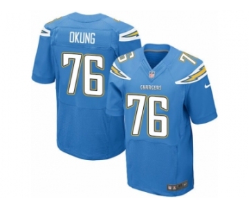 Men's Nike Los Angeles Chargers #76 Russell Okung Elite Electric Blue Alternate NFL Jersey