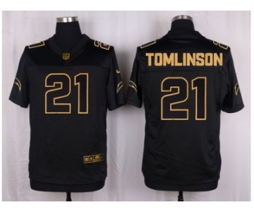 Nike San Diego Chargers #21 LaDainian Tomlinson Black Pro Line Gold Collection Jersey[Elite]