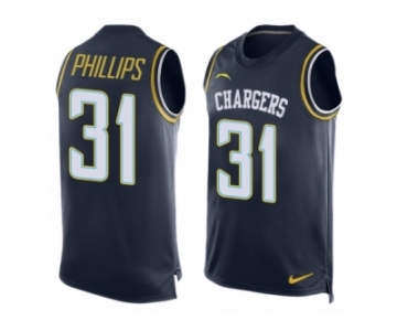 Men Nike Los Angeles Chargers #31 Adrian Phillips Limited Navy Blue Player Name & Number Tank Top NFL Jersey