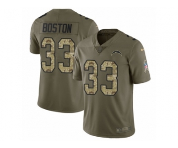 Men Nike Los Angeles Chargers #33 Tre Boston Limited Olive Camo 2017 Salute to Service NFL Jersey