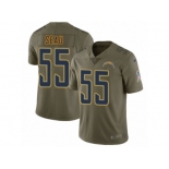 Men Nike Los Angeles Chargers #55 Junior Seau Limited Olive 2017 Salute to Service NFL Jersey