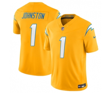 Men's Los Angeles Chargers #1 Quentin Johnston Gold 2025 F.U.S.E. Alternate Vapor Limited Football Stitched Jersey
