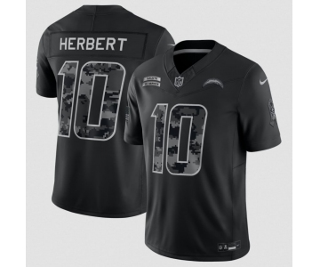 Men's Los Angeles Chargers #10 Justin Herbert Black 2026 F.U.S.E. Salute to Service Limited Football Stitched Jersey