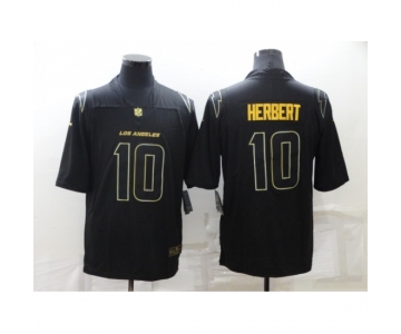 Men's Los Angeles Chargers #10 Justin Herbert Black Gold Throwback Limited Jersey