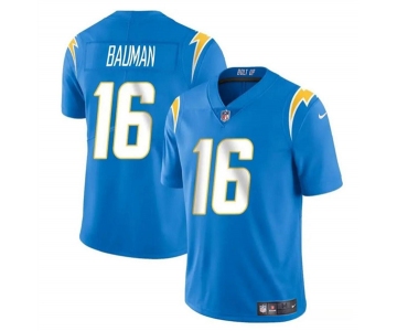 Men's Los Angeles Chargers #16 Casey Bauman Blue 2024 Vapor Limited Football Stitched Jersey