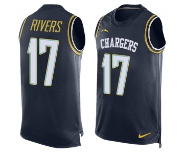 Men's Los Angeles Chargers #17 Philip Rivers Limited Navy Blue Player Name & Number Tank Top Football Jersey