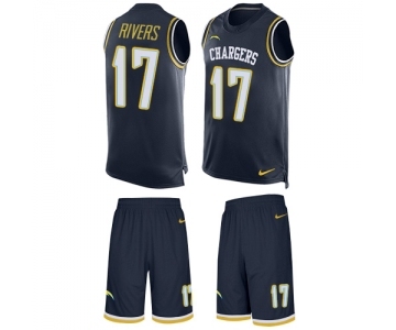 Men's Los Angeles Chargers #17 Philip Rivers Limited Navy Blue Tank Top Suit Football Jersey
