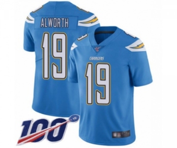Men's Los Angeles Chargers #19 Lance Alworth Electric Blue Alternate Vapor Untouchable Limited Player 100th Season Football Jersey