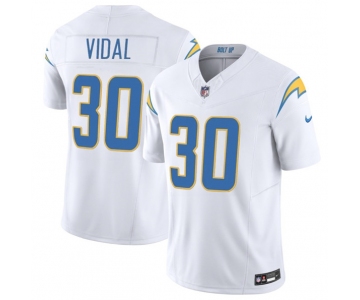 Men's Los Angeles Chargers #30 Kimani Vidal White 2025 F.U.S.E. Vapor Limited Football Stitched Jersey