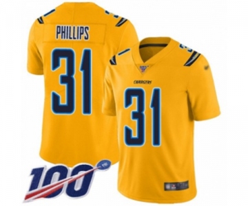 Men's Los Angeles Chargers #31 Adrian Phillips Limited Gold Inverted Legend 100th Season Football Jersey