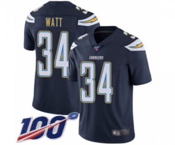 Men's Los Angeles Chargers #34 Derek Watt Navy Blue Team Color Vapor Untouchable Limited Player 100th Season Football Jersey