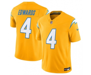 Men's Los Angeles Chargers #4 Taylor Heinicke Gold 2025 F.U.S.E. Alternate Vapor Limited Football Stitched Jersey