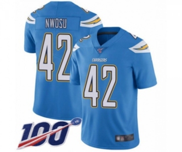 Men's Los Angeles Chargers #42 Uchenna Nwosu Electric Blue Alternate Vapor Untouchable Limited Player 100th Season Football Jersey