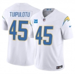 Men's Los Angeles Chargers #45 Tuli Tuipulotu White 2026 F.U.S.E. 1-Star C Patch Vapor Limited Football Stitched Jersey