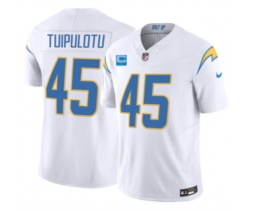 Men's Los Angeles Chargers #45 Tuli Tuipulotu White 2026 F.U.S.E. 1-Star C Patch Vapor Limited Football Stitched Jersey