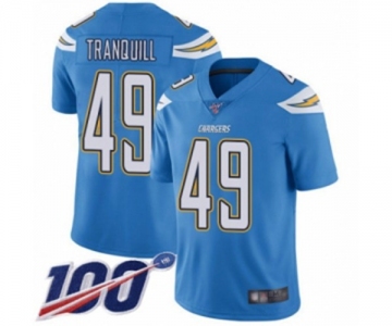 Men's Los Angeles Chargers #49 Drue Tranquill Electric Blue Alternate Vapor Untouchable Limited Player 100th Season Football Jersey