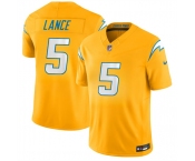 Men's Los Angeles Chargers #5 Trey Lance Gold 2026 F.U.S.E. Alternate Vapor Limited Football Stitched Jersey Men's Los Angeles Chargers #5 Trey Lance Gold 2026 F.U.S.E. Alternate Vapor Limited Football Stitched Jersey