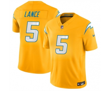 Men's Los Angeles Chargers #5 Trey Lance Gold 2026 F.U.S.E. Alternate Vapor Limited Football Stitched Jersey